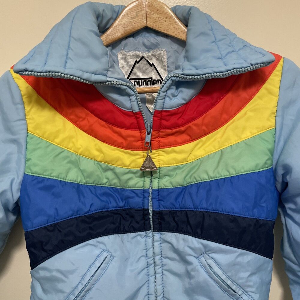 Vintage Smuggler Ski Jacket Puffer Small Snow Coat Rainbow 70s Winter - Picture 2 of 12